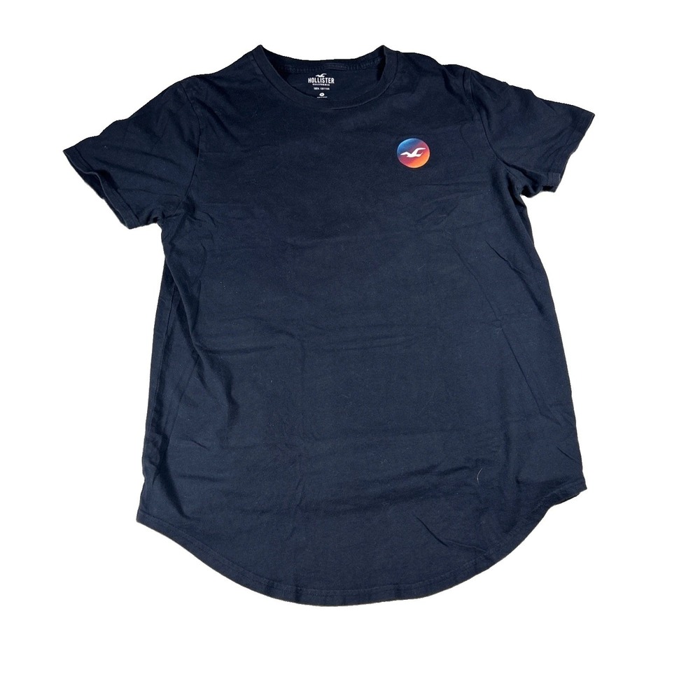 Hollister Shirt Mens Medium Black Circle Logo Graphic Tagless Tee Surf Crewneck